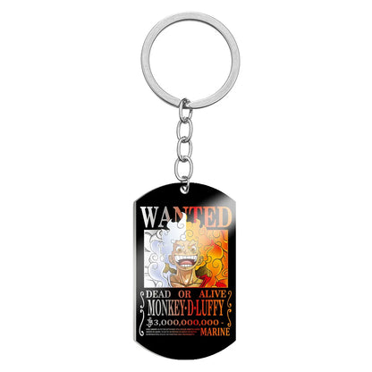 One Piece Wanted Poster Metal Keychain – Alloy Anime Keyring