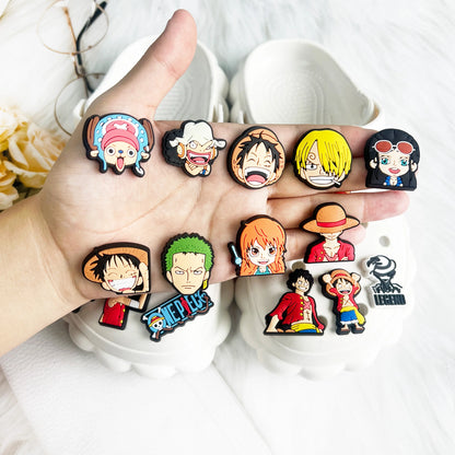 One Piece Anime PVC Clog Shoe Charms – Luffy, Zoro, Chopper & Crew Accessories