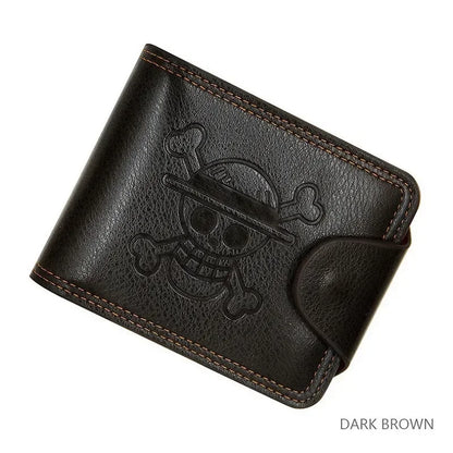 One Piece Luffy Straw Hat Pirates Leather Bifold Wallet – Short Multi-Card Holder