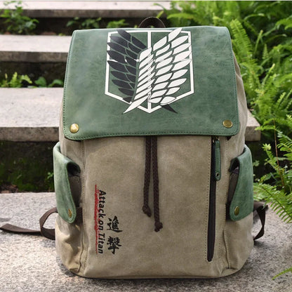 Attack on Titan Scout Regiment Cosplay Backpack – Wings of Freedom Canvas School Rucksack & Laptop Bag