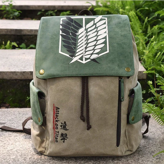 Attack on Titan Scout Regiment Cosplay Backpack – Wings of Freedom Canvas School Rucksack & Laptop Bag