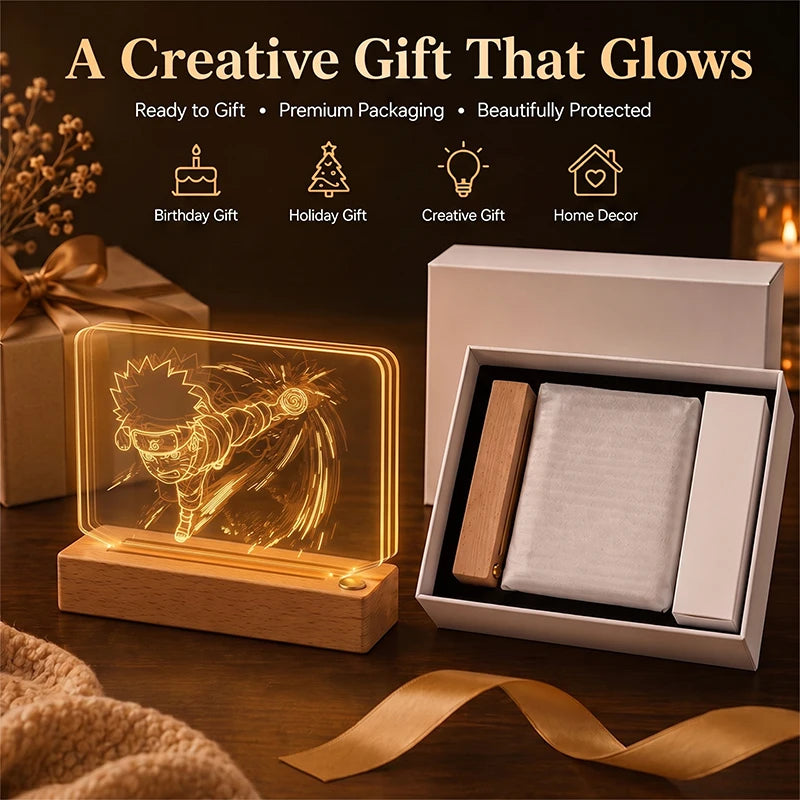 Naruto Uzumaki 3D Multilayer Acrylic LED Lamp – Dynamic Motion Effect Night Light
