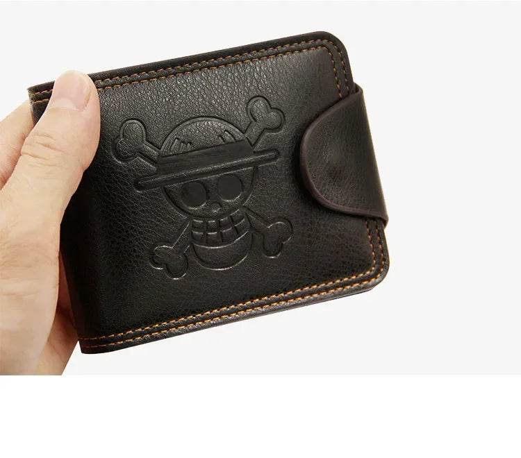 One Piece Luffy Straw Hat Pirates Leather Bifold Wallet – Short Multi-Card Holder