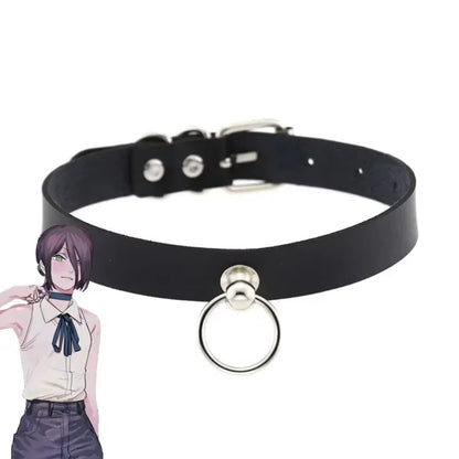Chainsaw Man Reze Cosplay Choker – PU Leather Pull Ring Pendant Necklace