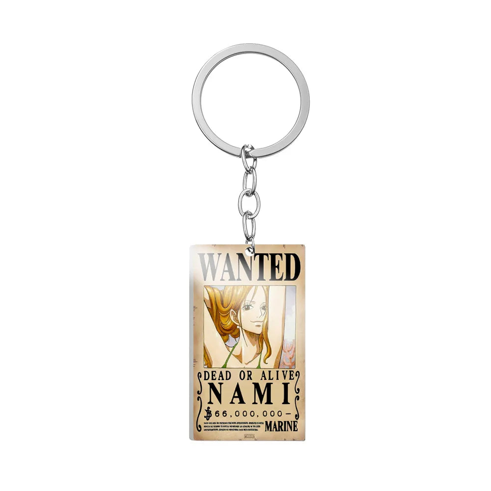 One Piece Wanted Poster Metal Keychain – Alloy Anime Keyring