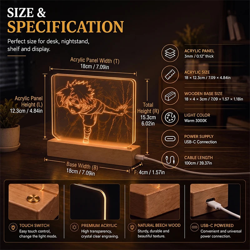 Sasuke Uchiha 3D Multilayer Acrylic LED Lamp – Dynamic Motion Effect Night Light