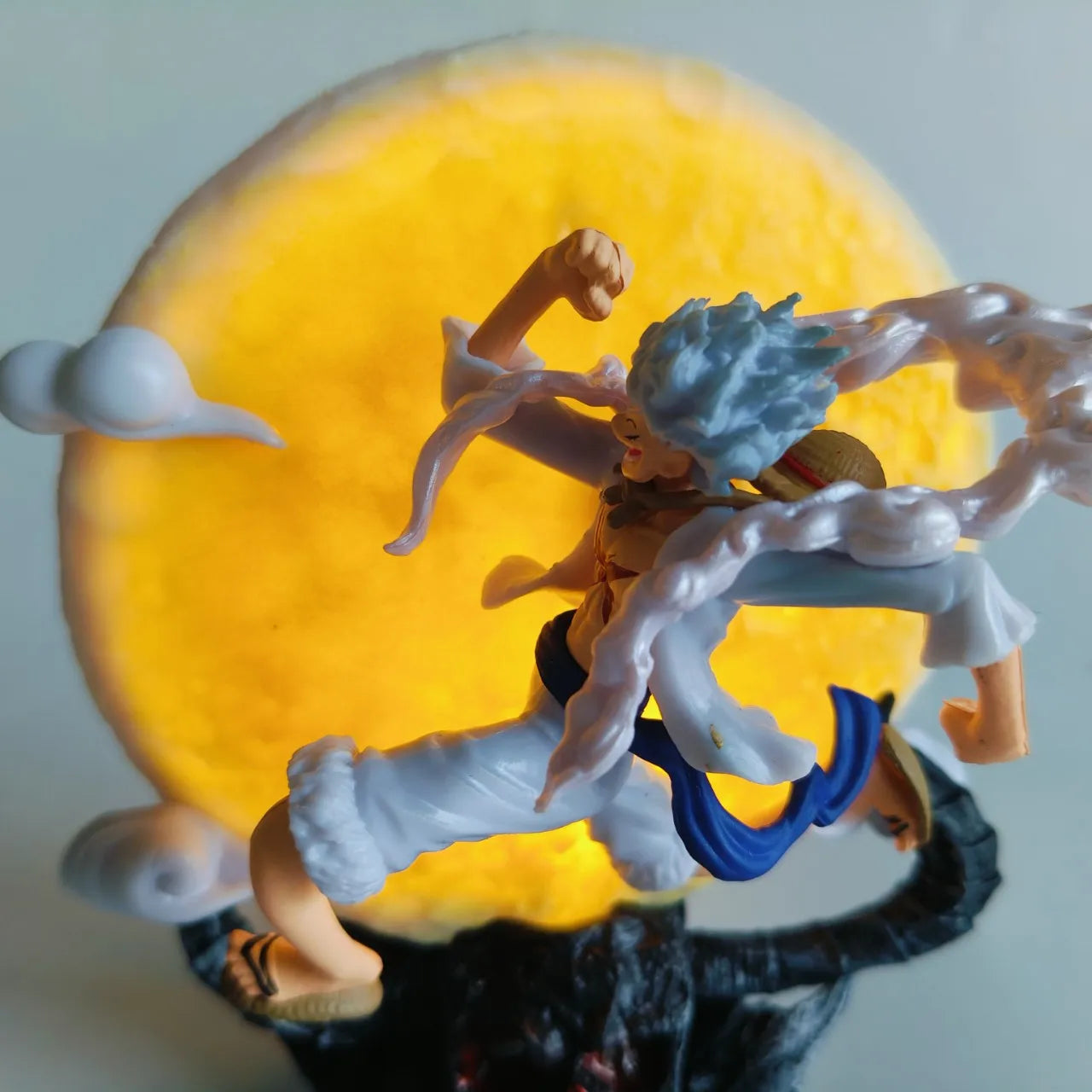One Piece Gear 5 Luffy "Moon Fairy" Action Figure – 14cm Sun God Nika PVC Statue with LED Moon Light