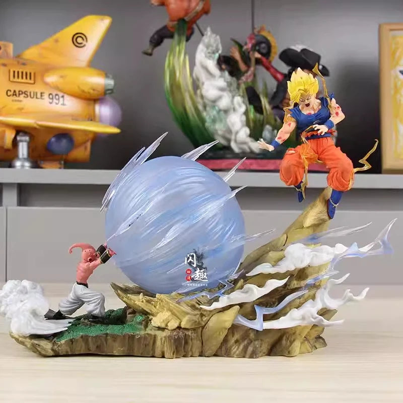 Dragon Ball Z Goku vs Kid Buu Battle Statue – 15cm Spirit Bomb Action Figure Scene Model