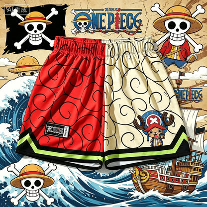 One Piece Gear 5 Luffy Summer Beach Shorts – Hawaiian Animal Pattern Board Shorts