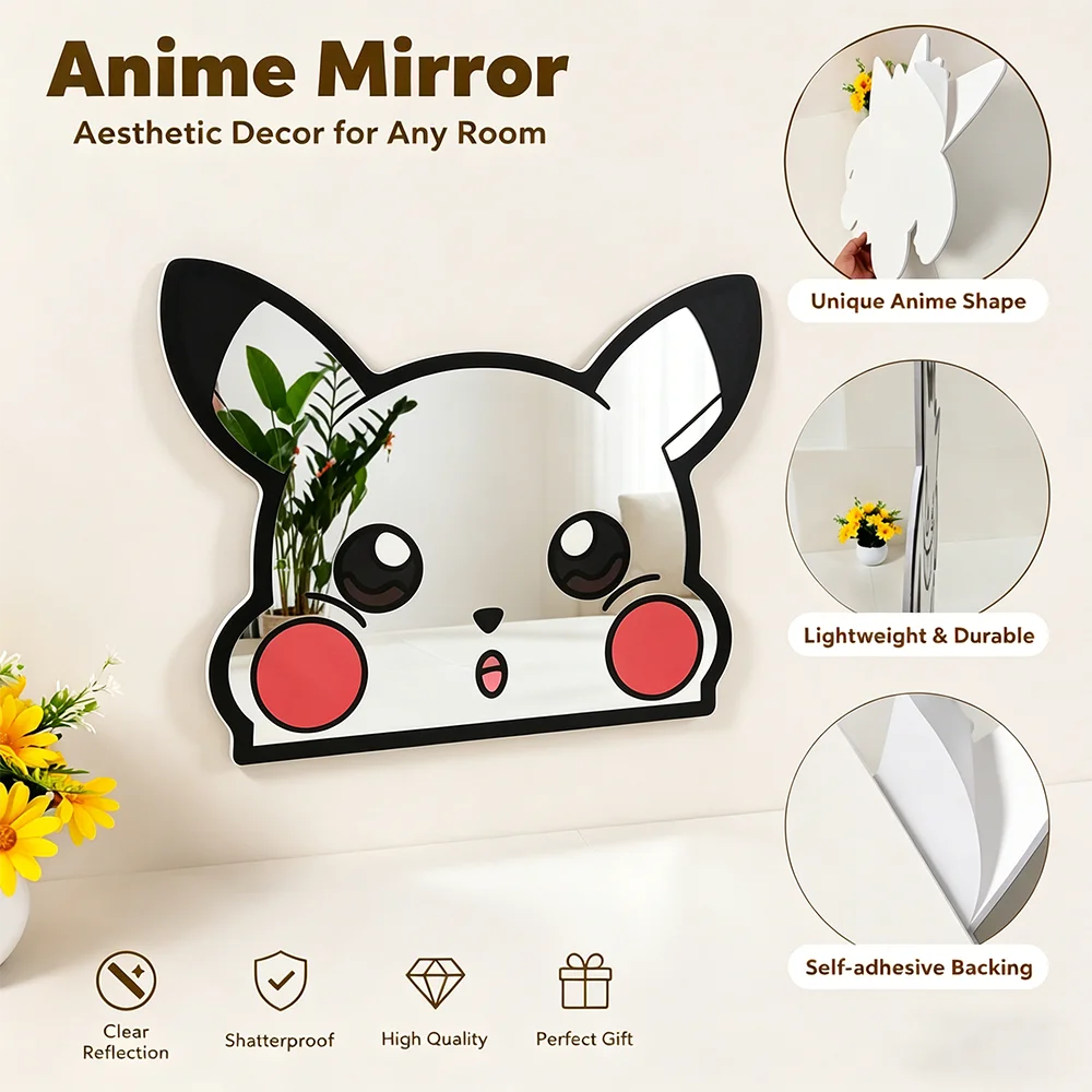 One Piece & Anime Acrylic Wall Mirror – HD UV Print Room & Gaming Decor