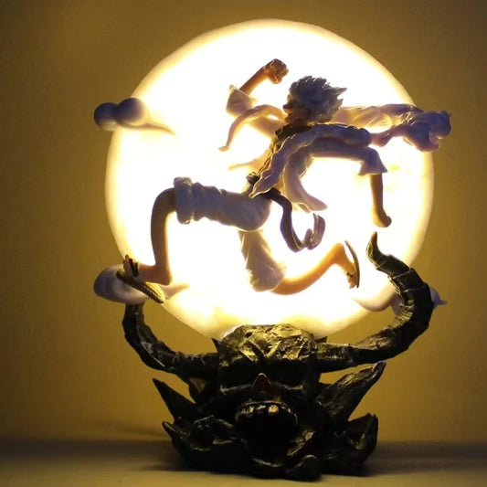 One Piece Gear 5 Luffy "Moon Fairy" Action Figure – 14cm Sun God Nika PVC Statue with LED Moon Light