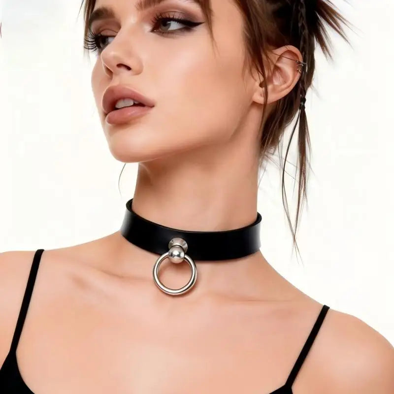 Chainsaw Man Reze Cosplay Choker – PU Leather Pull Ring Pendant Necklace