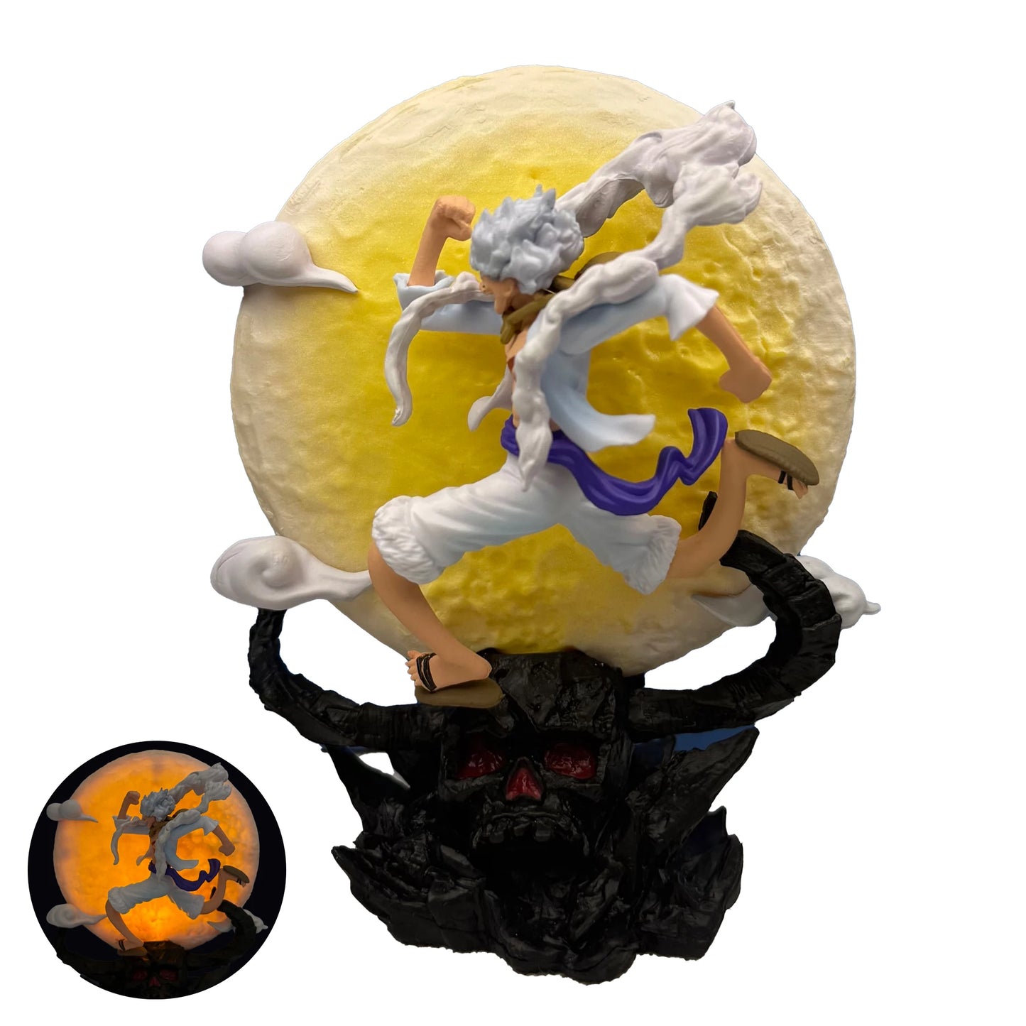 One Piece Gear 5 Luffy "Moon Fairy" Action Figure – 14cm Sun God Nika PVC Statue with LED Moon Light