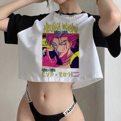 Hunter x Hunter Anime Graphic Crop Top – Y2K Harajuku Women's Short Sleeve Tee