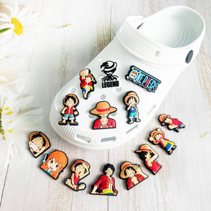 One Piece Anime PVC Clog Shoe Charms – Luffy, Zoro, Chopper & Crew Accessories