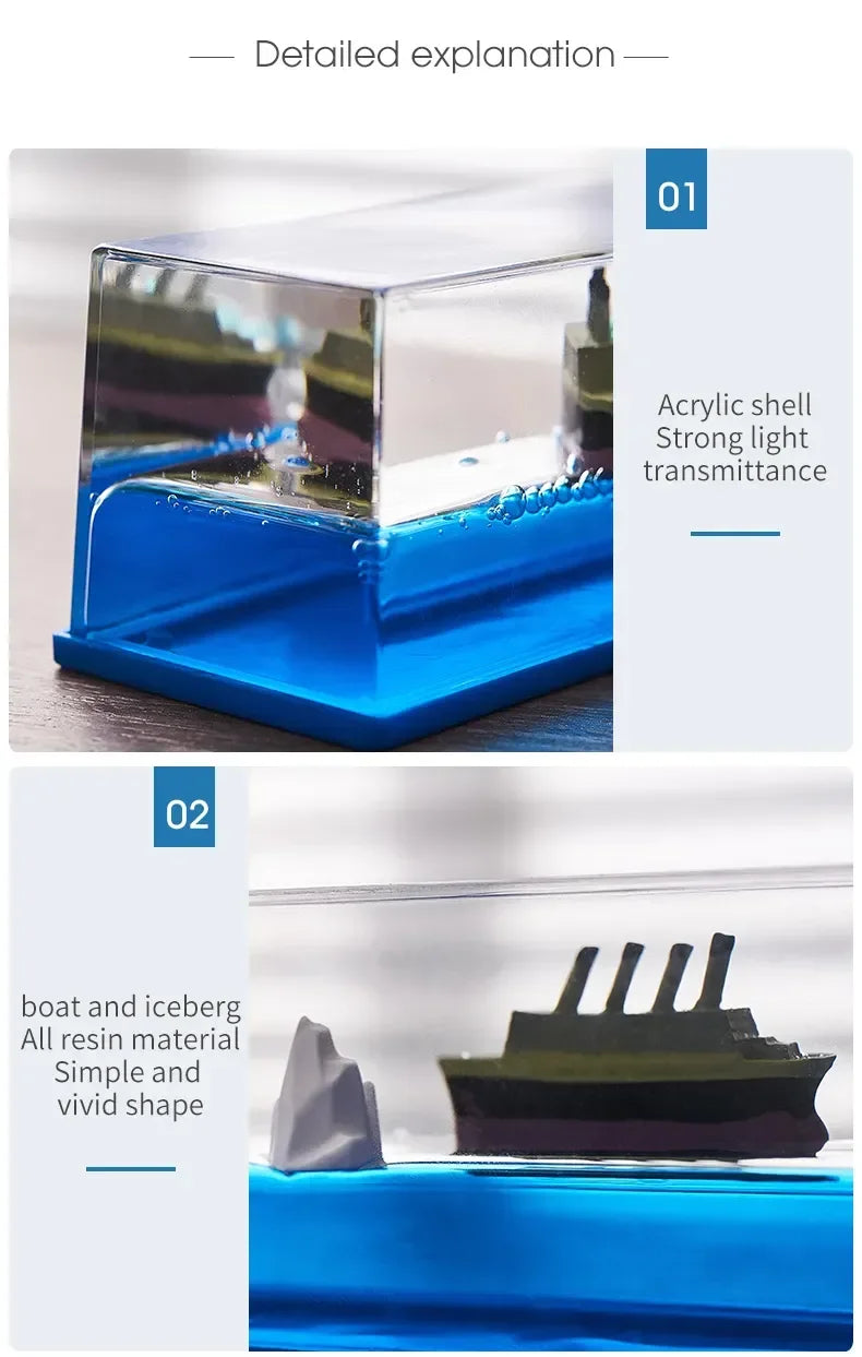 One Piece Floating Ship Liquid Wave Bottle – Thousand Sunny & Going Merry Desk Ornament