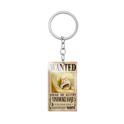 One Piece Wanted Poster Metal Keychain – Alloy Anime Keyring