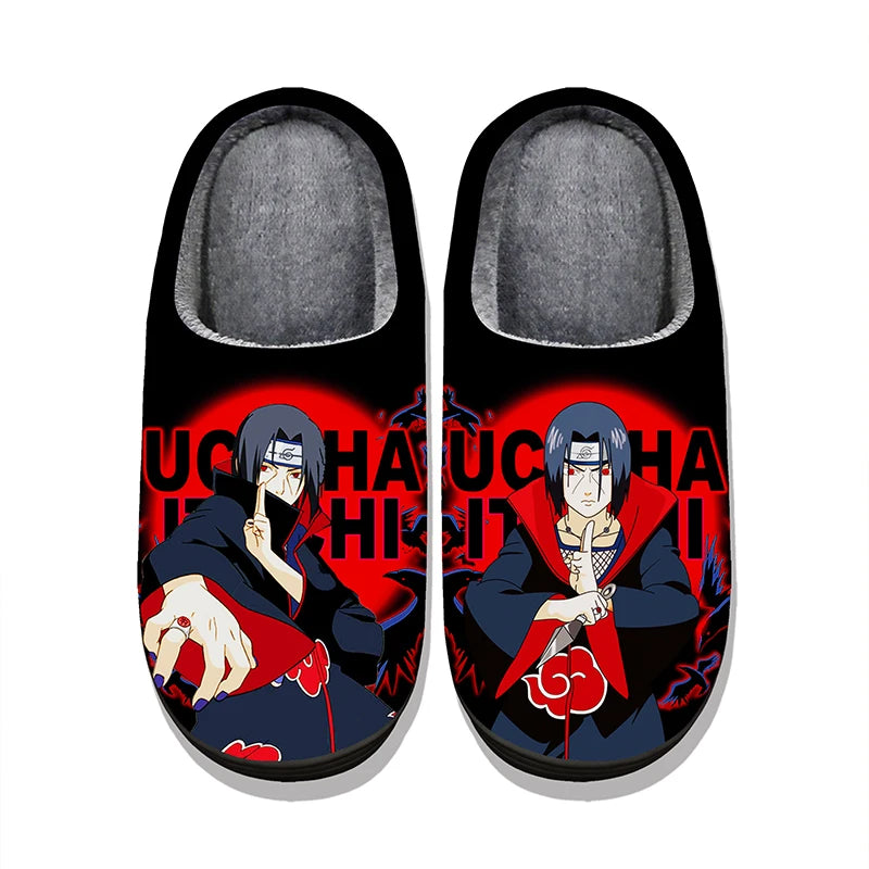 Naruto Anime Winter Plush Slippers – Itachi, Kakashi & Sasuke Indoor Cosplay Shoes