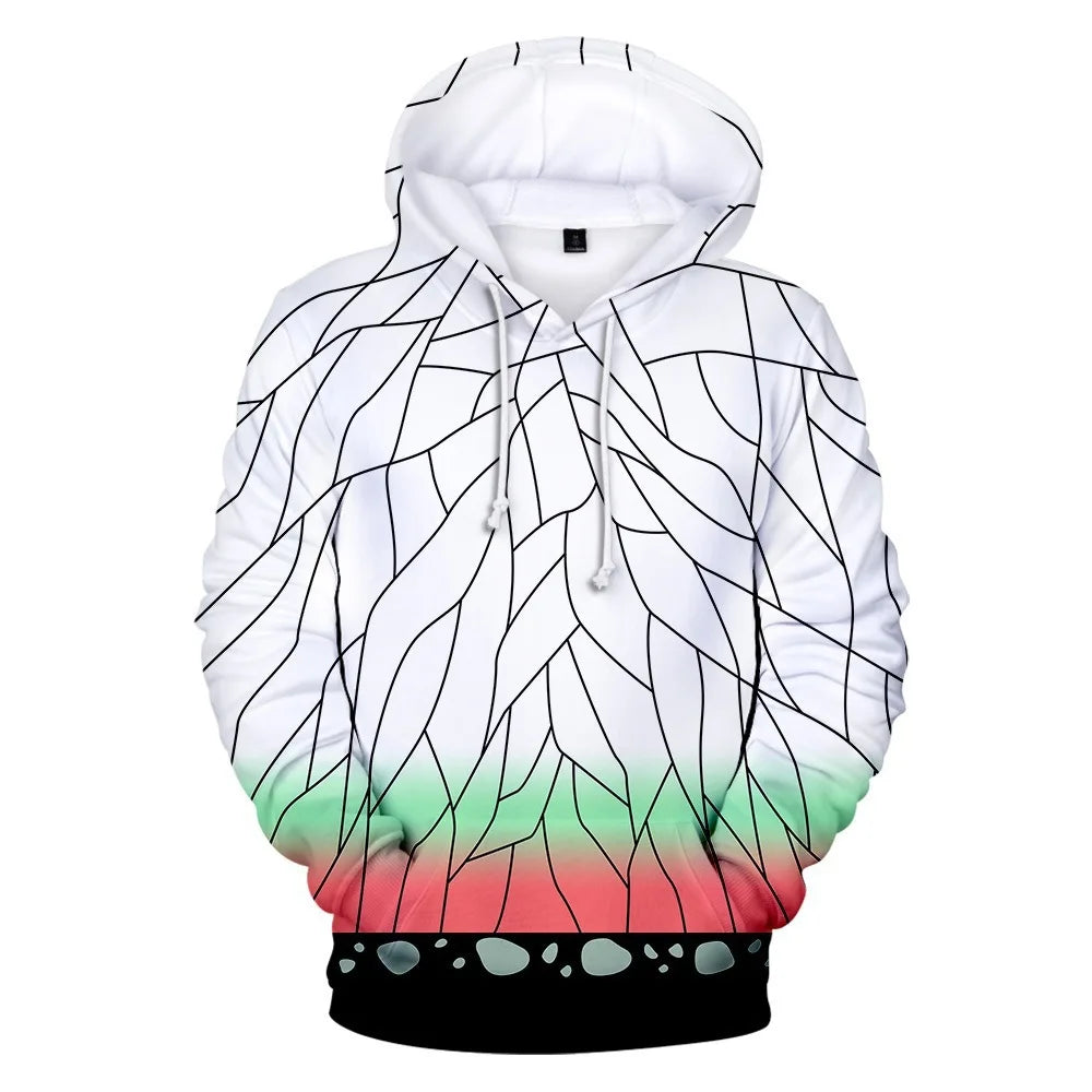 Demon Slayer Anime 3D Print Hoodie – Tanjiro & Nezuko Casual Pullover Streetwear
