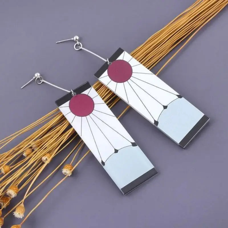 Demon Slayer Tanjiro Hanafuda Sun Earrings & Ear Clips