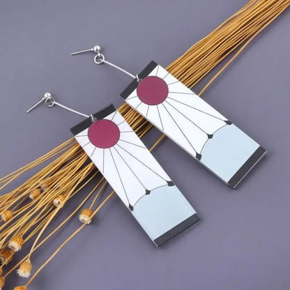 Demon Slayer Tanjiro Hanafuda Sun Earrings & Ear Clips