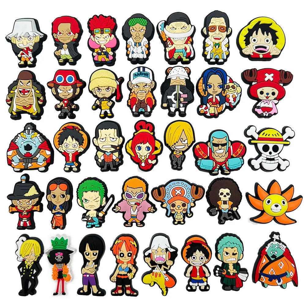 One Piece Anime PVC Clog Shoe Charms – Luffy, Zoro, Chopper & Crew Accessories