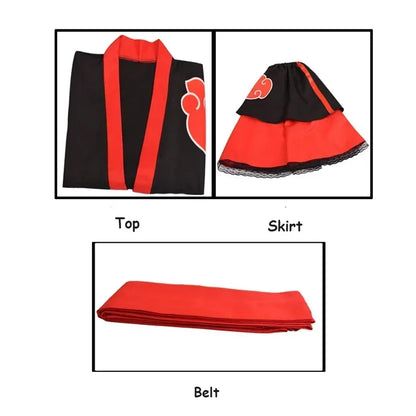 Akatsuki Cosplay Kimono Dress – Anime Festival Uniform Skirt Suit