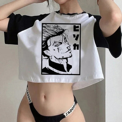 Hunter x Hunter Anime Graphic Crop Top – Y2K Harajuku Women's Short Sleeve Tee