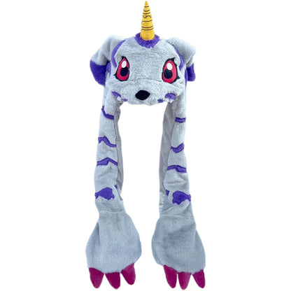 Digimon Gabumon Plush Hooded Hat – Anime Cosplay Scarf & Gloves Combo Set