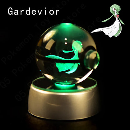 Pokémon 3D Engraved Crystal Ball LED Night Light – Glowing Pokeball Orb Lamp