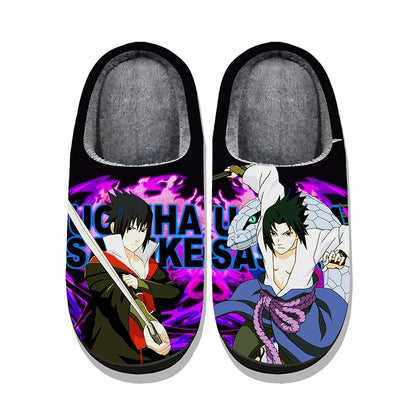 Naruto Anime Winter Plush Slippers – Itachi, Kakashi & Sasuke Indoor Cosplay Shoes