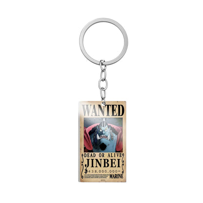 One Piece Wanted Poster Metal Keychain – Alloy Anime Keyring