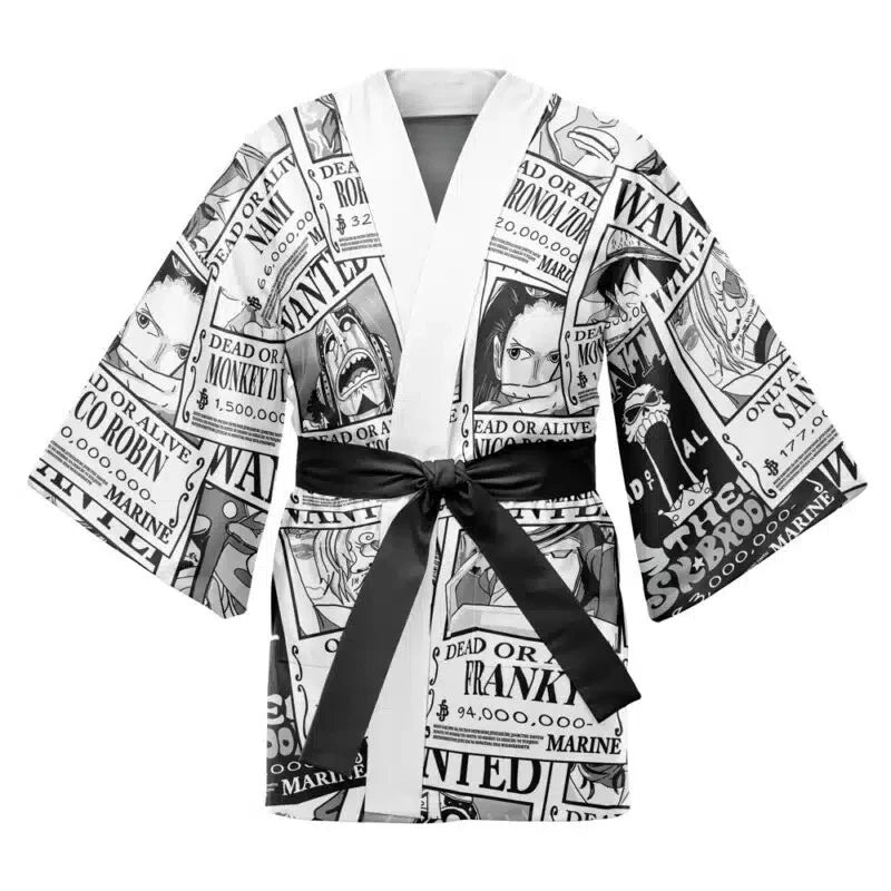 One Piece Straw Hat Pirates Cosplay Kimono – Premium Black & Gold Performance Haori Dress