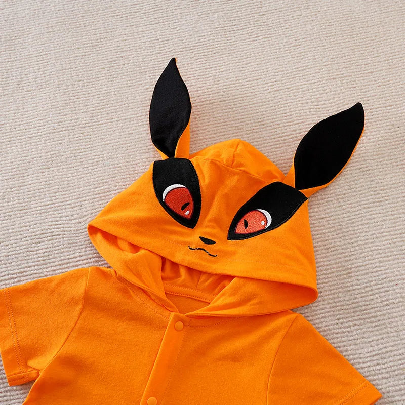 Cute Anime Fox Hooded Baby Cotton Bodysuit Romper