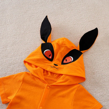 Cute Anime Fox Hooded Baby Cotton Bodysuit Romper