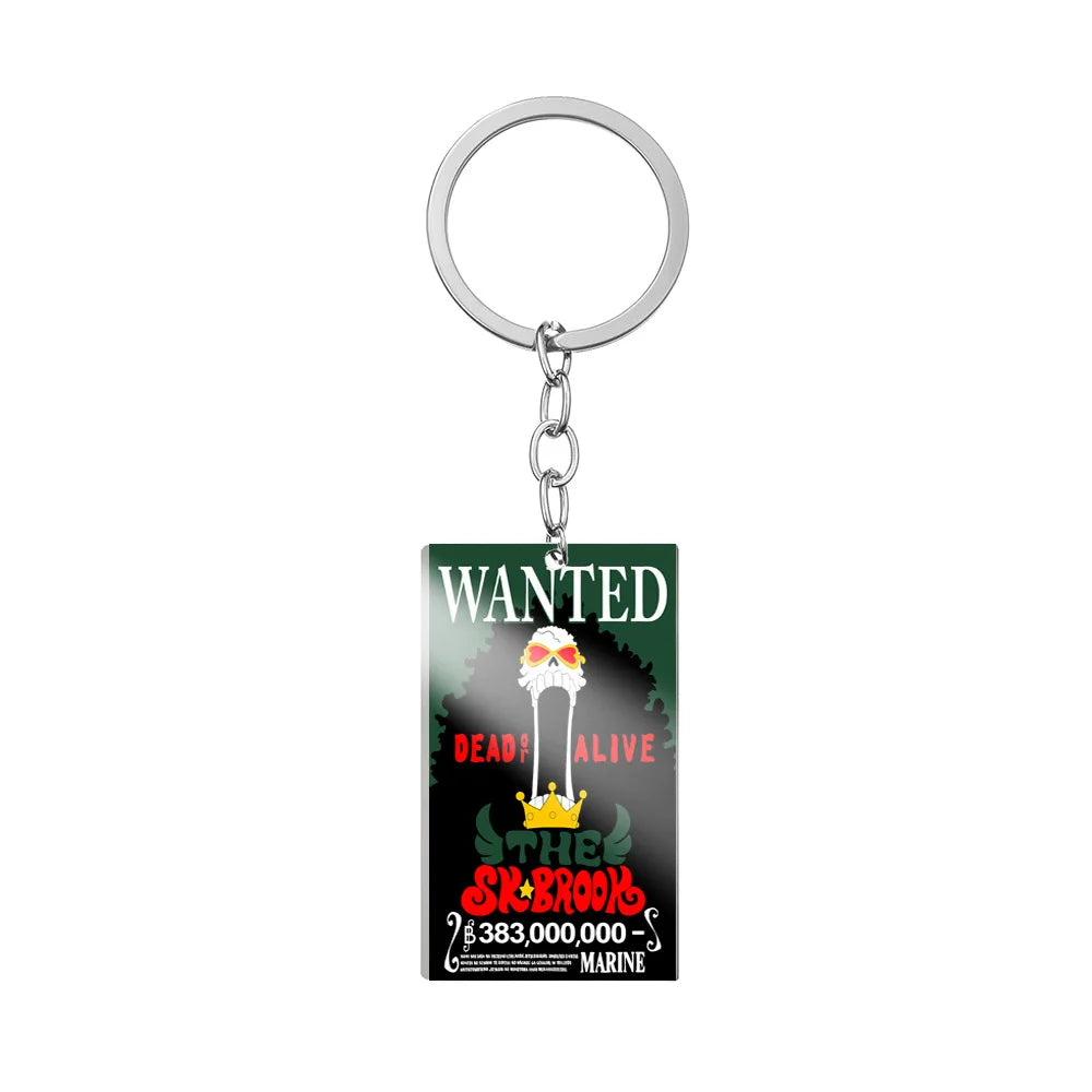 One Piece Wanted Poster Metal Keychain – Alloy Anime Keyring