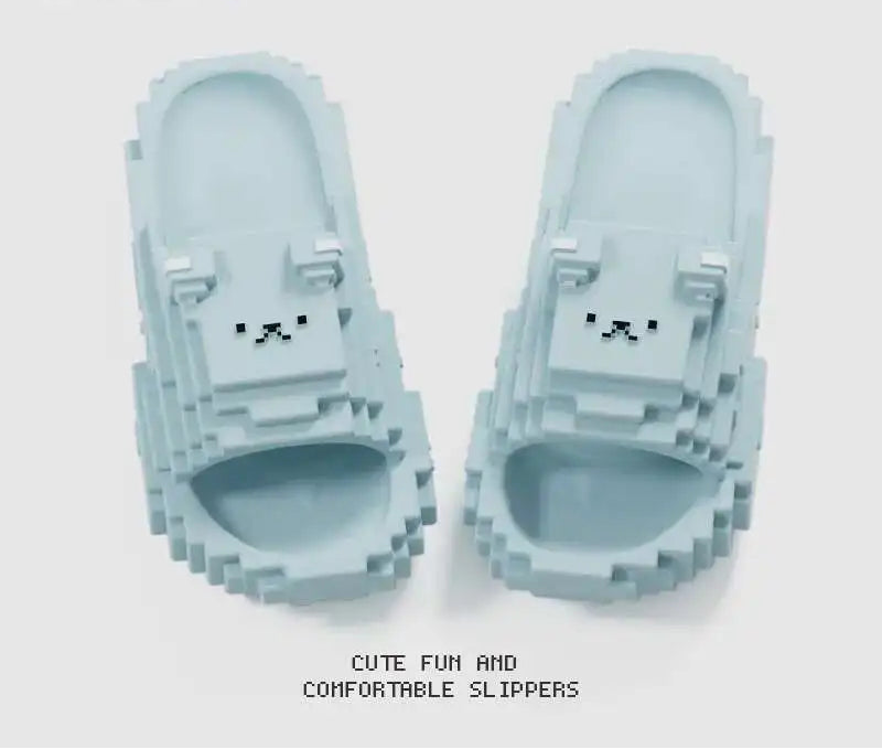Pixel Bear Building Block Slippers - Thick Sole Anti-Slip EVA Slide Sandals