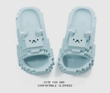 Pixel Bear Building Block Slippers - Thick Sole Anti-Slip EVA Slide Sandals