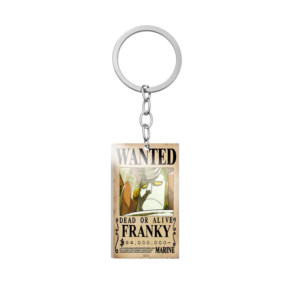 One Piece Wanted Poster Metal Keychain – Alloy Anime Keyring