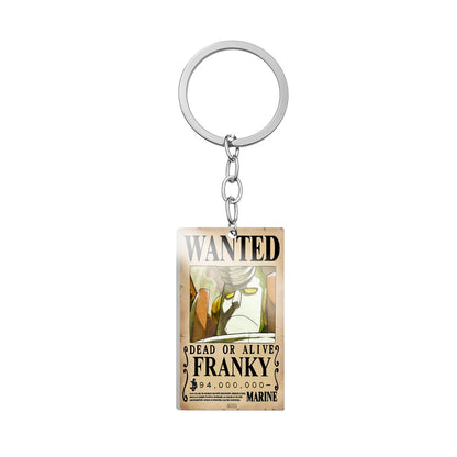 One Piece Wanted Poster Metal Keychain – Alloy Anime Keyring