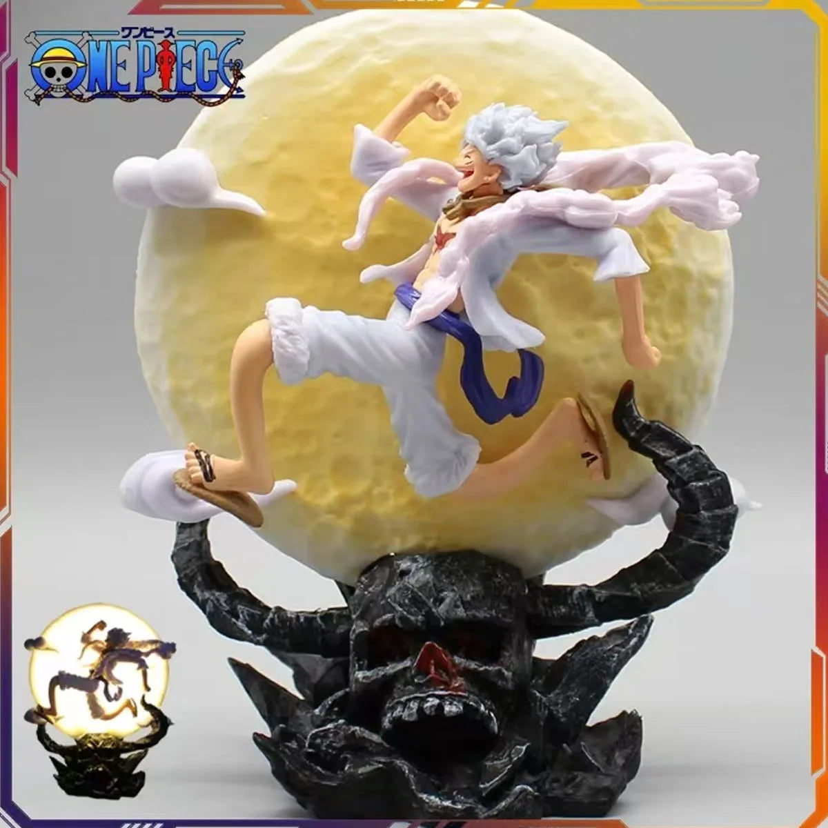 One Piece Gear 5 Luffy "Moon Fairy" Action Figure – 14cm Sun God Nika PVC Statue with LED Moon Light