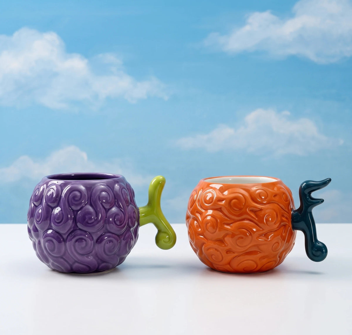 One Piece Devil Fruit Ceramic Mug – 21cm Gomu Gomu & Mera Mera Water Cup