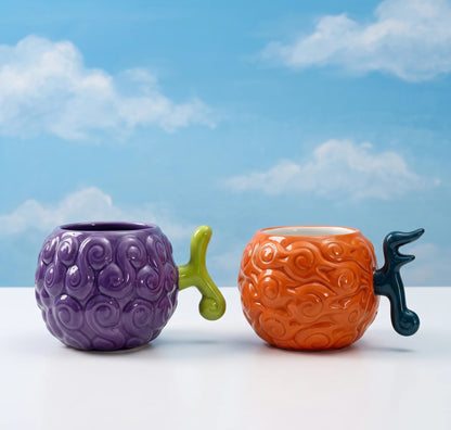 One Piece Devil Fruit Ceramic Mug – 21cm Gomu Gomu & Mera Mera Water Cup