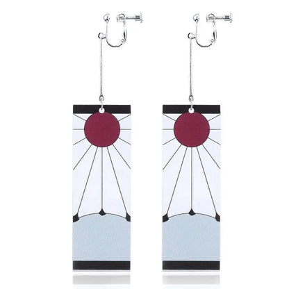 Demon Slayer Tanjiro Hanafuda Sun Earrings & Ear Clips