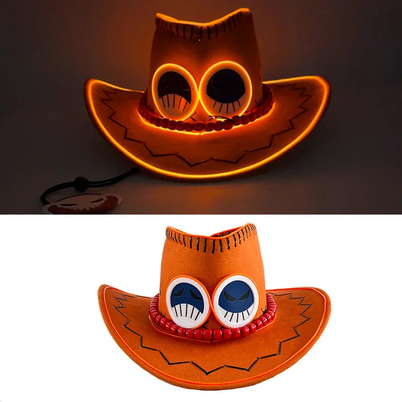 One Piece Portgas D. Ace LED Cowboy Hat – Neon Glowing Cosplay Prop