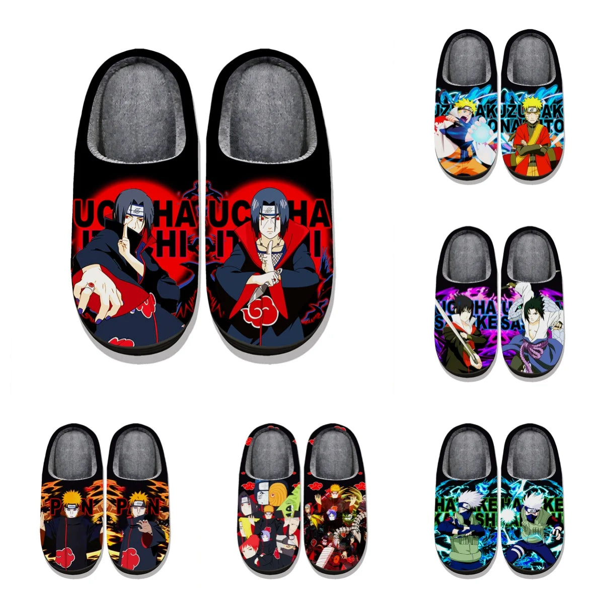 Naruto Anime Winter Plush Slippers – Itachi, Kakashi & Sasuke Indoor Cosplay Shoes