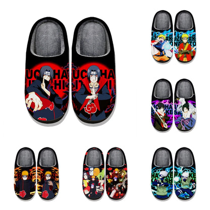 Naruto Anime Winter Plush Slippers – Itachi, Kakashi & Sasuke Indoor Cosplay Shoes