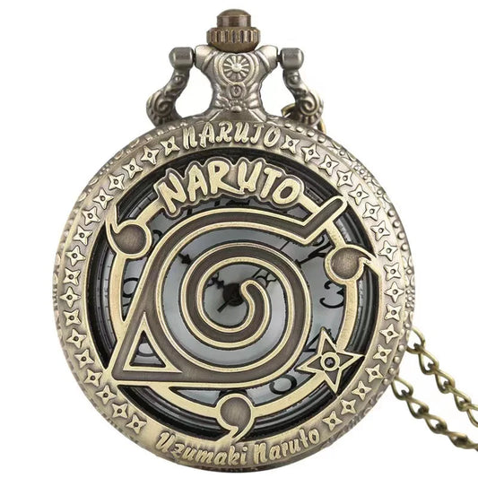 Naruto Vintage Bronze Quartz Pocket Watch – Anime Flip Cover Pendant Watch