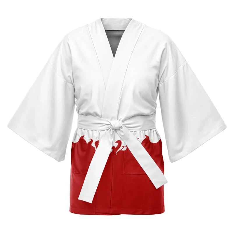 Naruto Flame Print Kimono Cardigan – Anime Haori Cosplay Streetwear Jacket