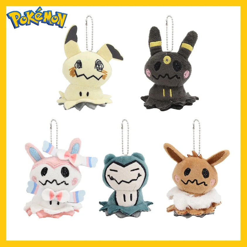 Mimikyu Eevee Plush Keychain PPokémon Mimikyu Cosplay Plush Keychain – Cute Anime Eeveelution & Snorlax Bag Pendantocket Monster Cos Eeveelution Snorlax Doll Anime Pendant For Fan Collectible Sylveon Present Decor